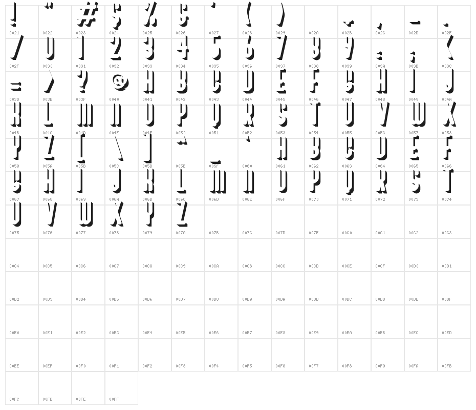 BivoacDropShadowDemo-DropShadow Character Map