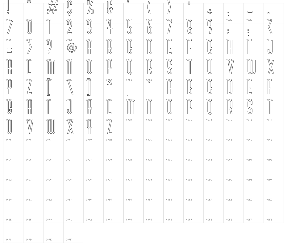BivoacOutlineDemo-Outline Character Map