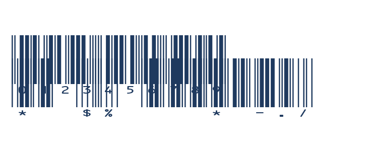 BizFonts C39 XLS Free Version Other Characters