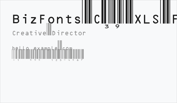 BizFonts C39 XLS Free Version Business Card