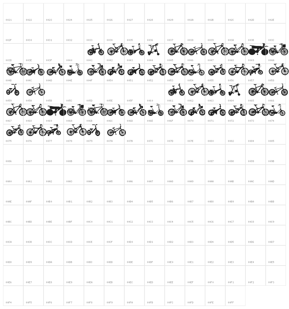 bicycle tfb Character Map