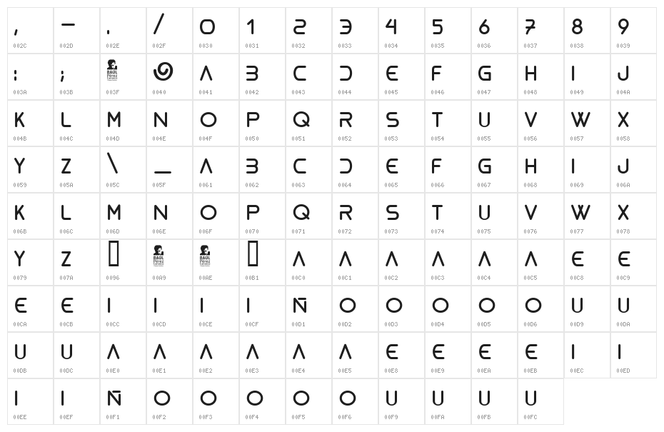 bioliquid Regular Character Map