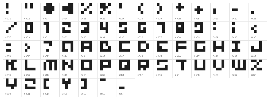 bit-01:cube 16 remix Character Map