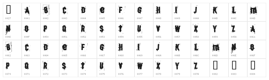 BJ SKRATCH Character Map