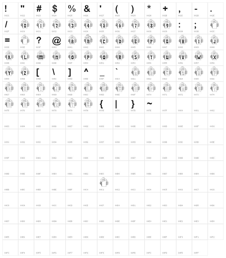 BJF Xmas Puppy Character Map