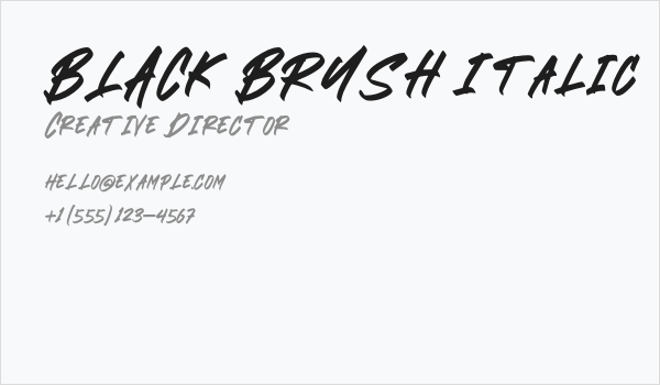BLACK BRUSH Italic Business Card