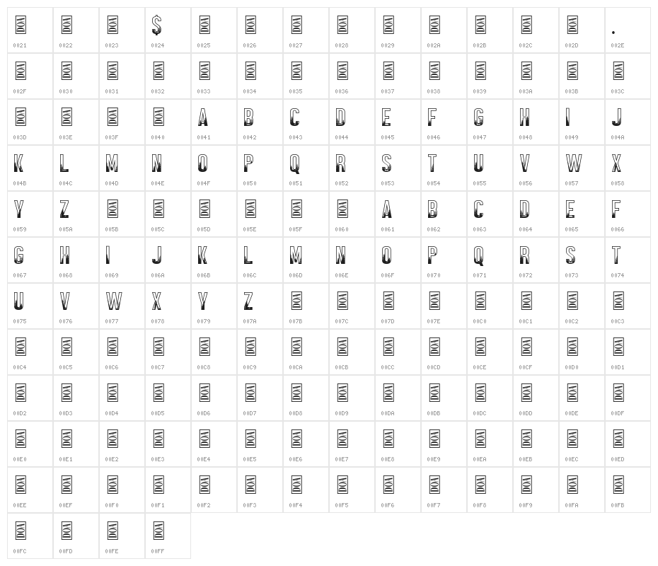 BLACK FOREST Character Map