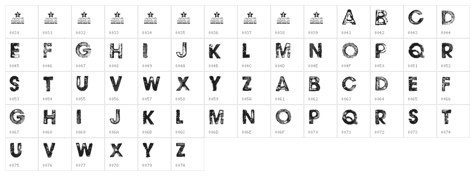 BLACK NAPKINS Personal Use Character Map