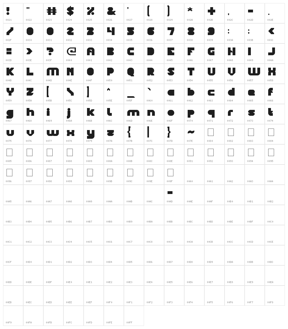 BLACK STAR Character Map
