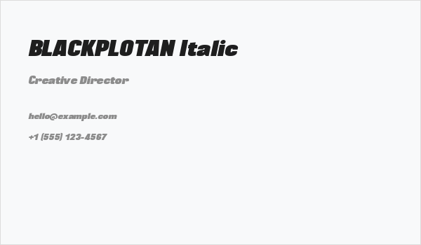 BLACKPLOTAN Italic Business Card