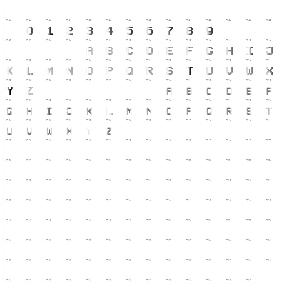BLINDSH Character Map