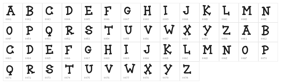 BLOCK CARTOON Character Map