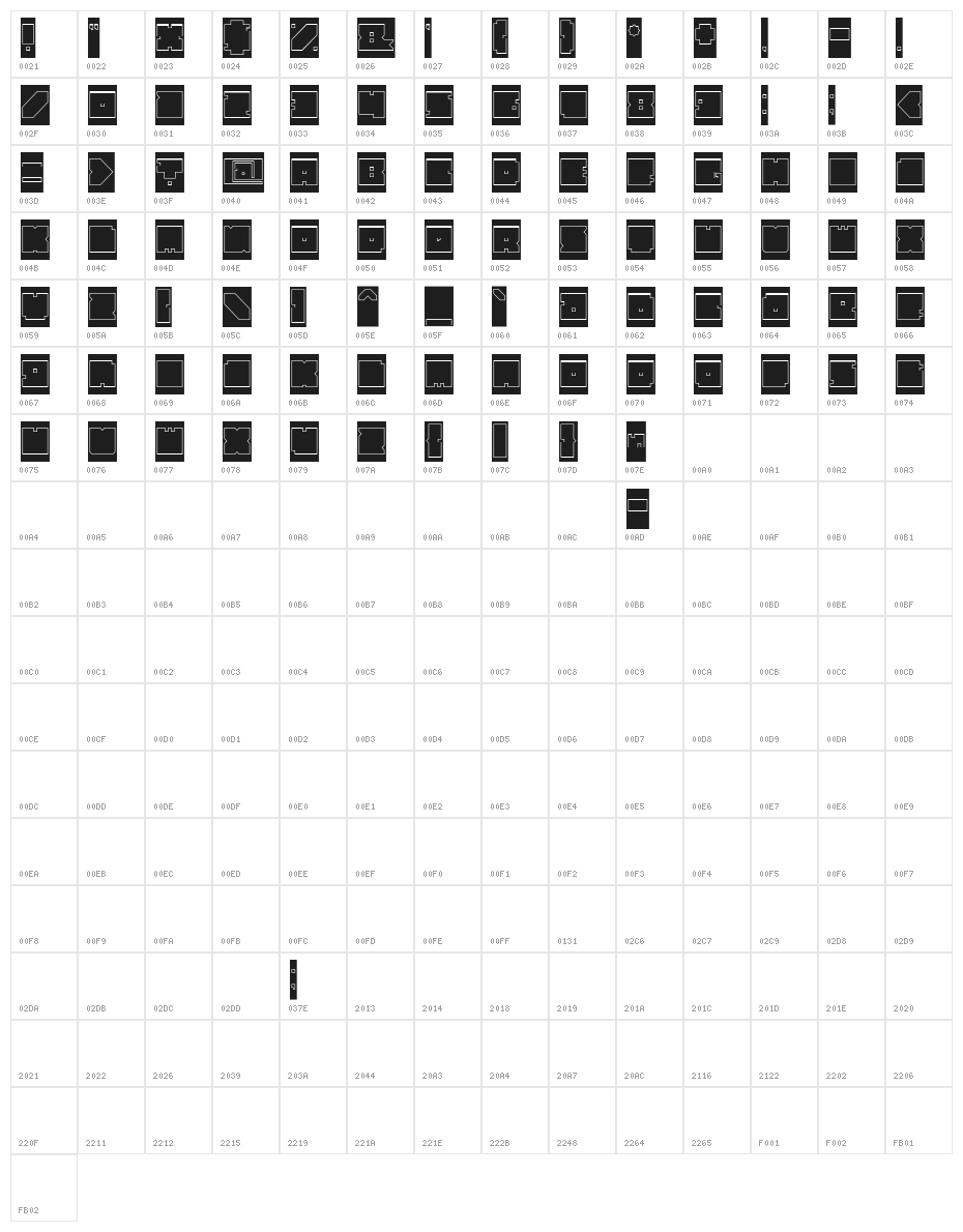 BLOCK-Hollow-Inverse Character Map