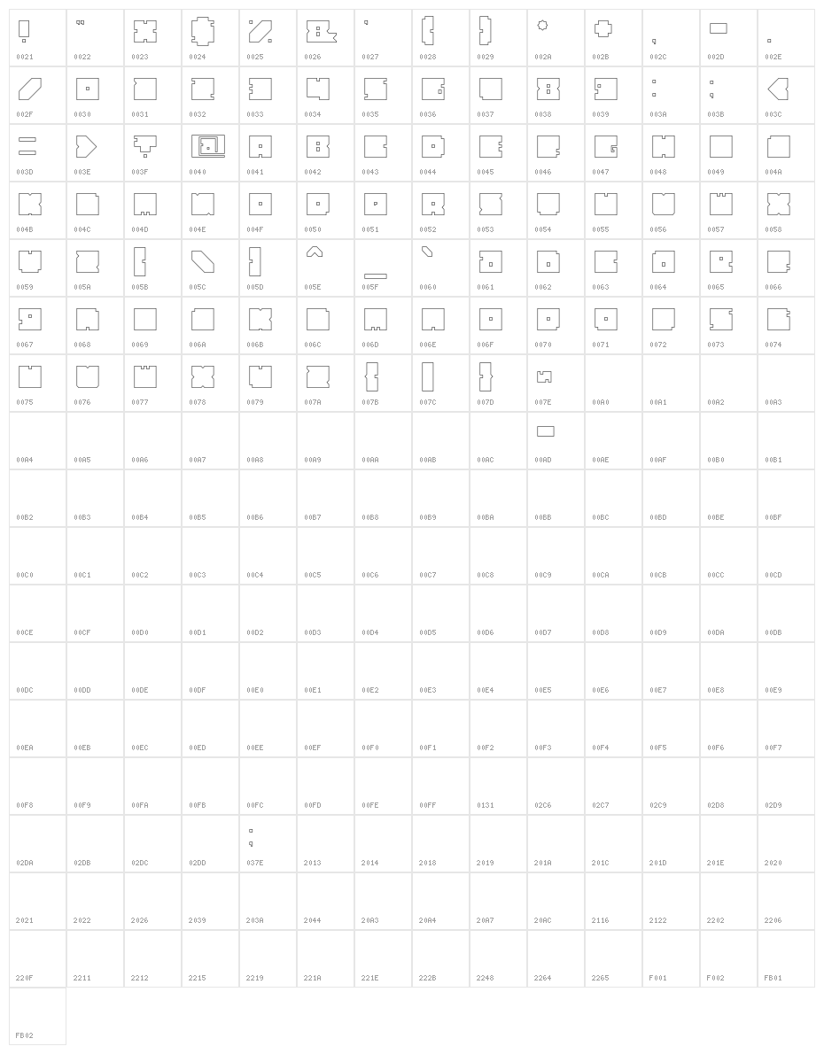 BLOCK-Hollow Character Map