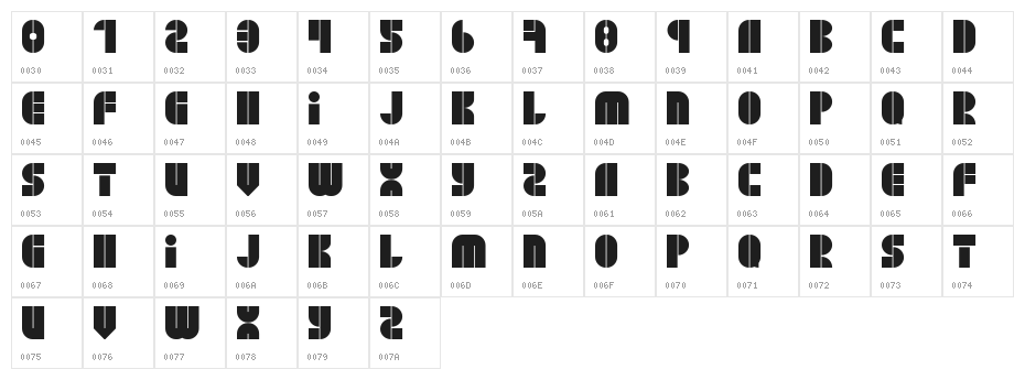 BLOCK JayeW73 Regular Character Map