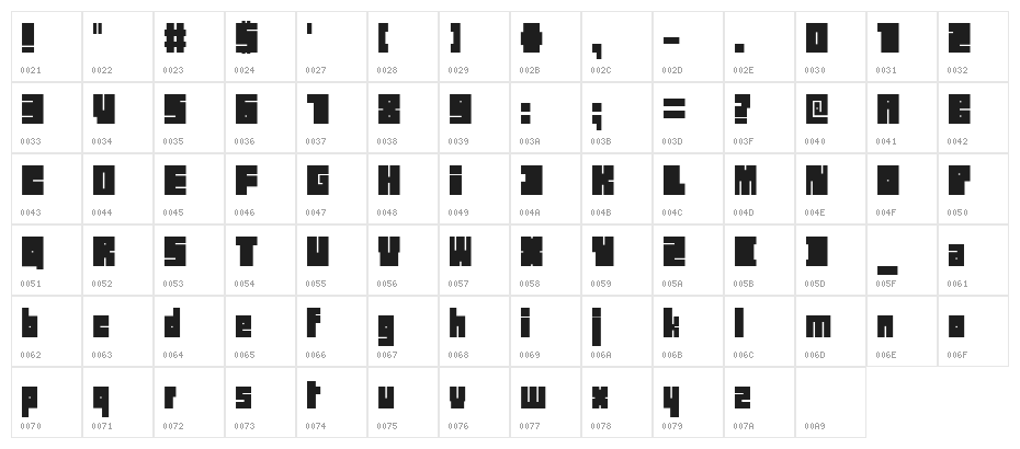 BLOKRegular Character Map