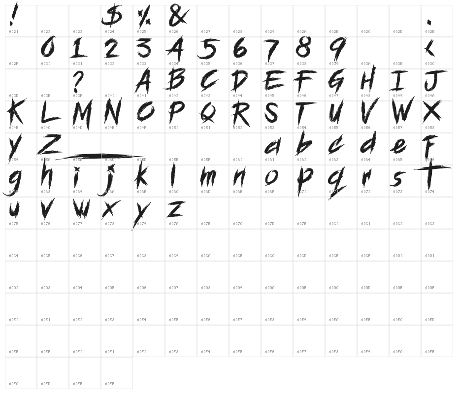 BLOODSEEKER DEMO Character Map