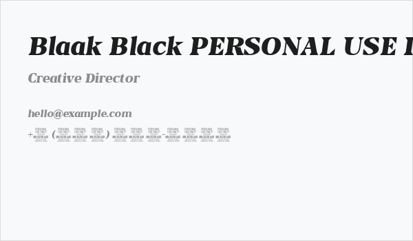 Blaak Black PERSONAL USE Italic Business Card