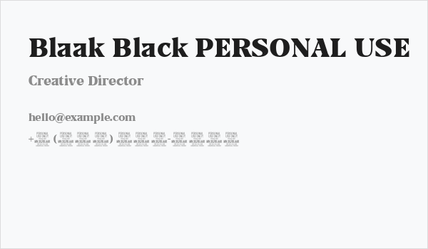 Blaak Black PERSONAL USE Business Card