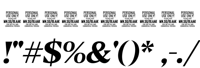 Blaak Bold PERSONAL USE Italic Font OTHER CHARS