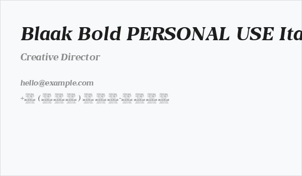Blaak Bold PERSONAL USE Italic Business Card