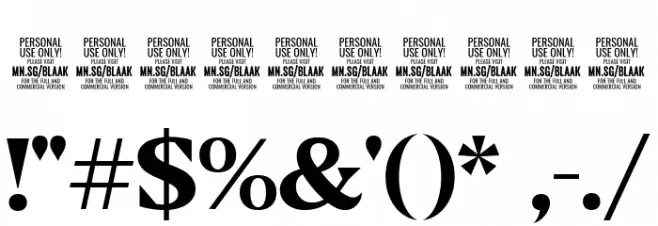 Blaak Bold PERSONAL USE Font OTHER CHARS