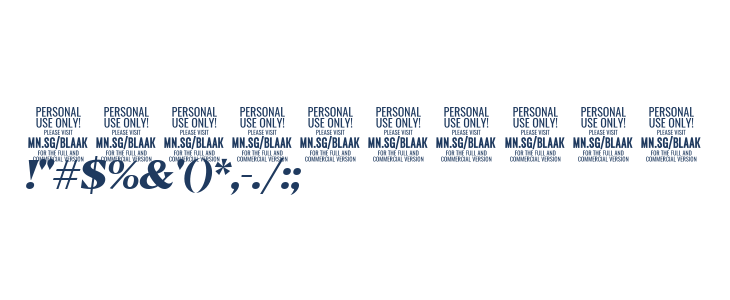 Blaak ExtraBold PERSONAL USE Italic Other Characters