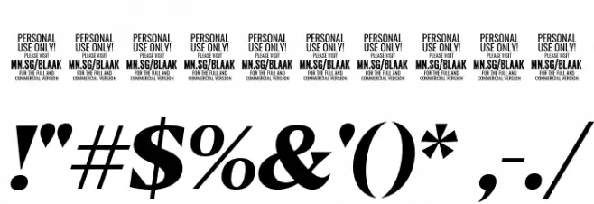 Blaak ExtraBold PERSONAL USE Italic Font OTHER CHARS
