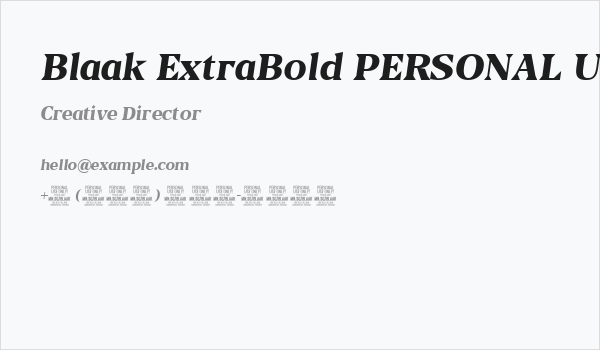 Blaak ExtraBold PERSONAL USE Italic Business Card