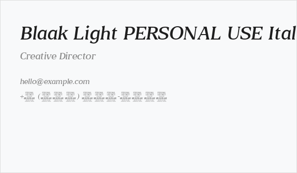 Blaak Light PERSONAL USE Italic Business Card