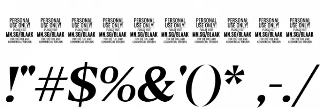 Blaak Regular PERSONAL USE Italic Font OTHER CHARS