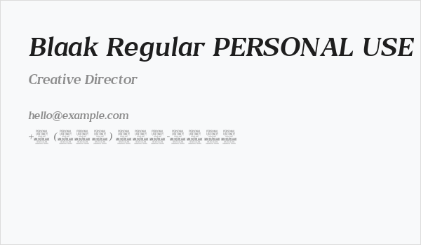 Blaak Regular PERSONAL USE Italic Business Card