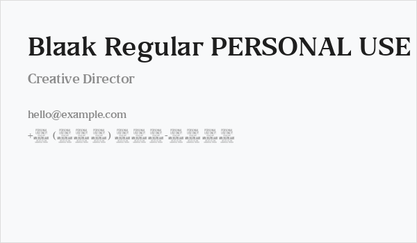 Blaak Regular PERSONAL USE Business Card