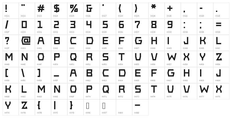 Black Acute Character Map
