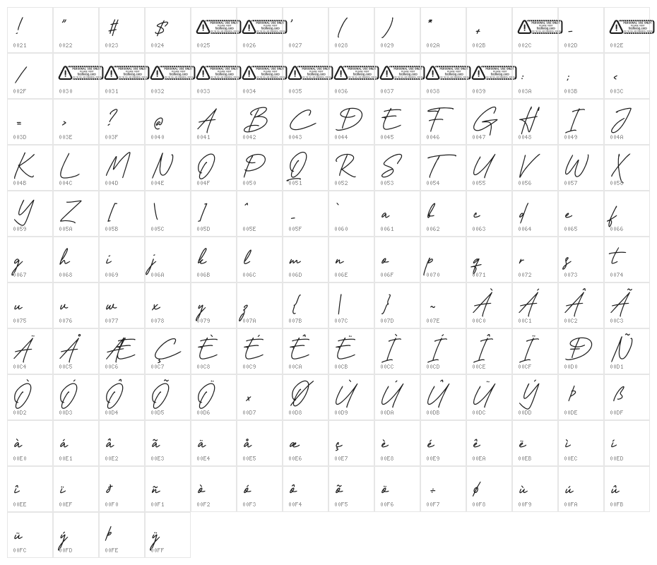 Black Ashpalt Character Map