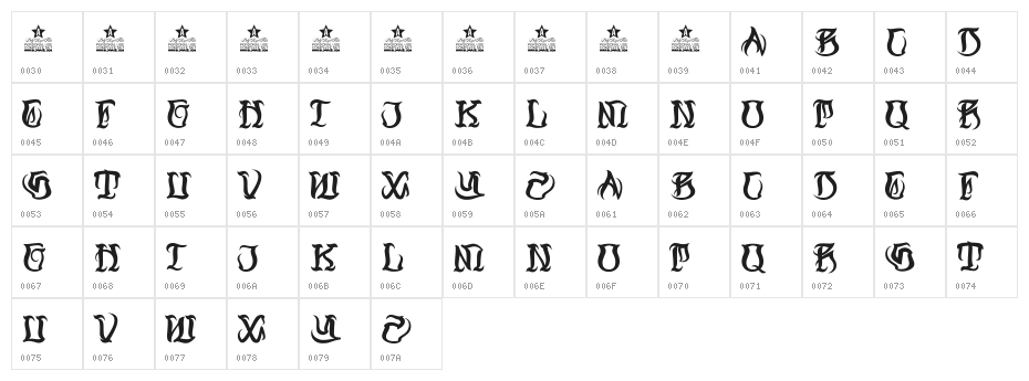 Black Ball Tattoo Personal Use Character Map