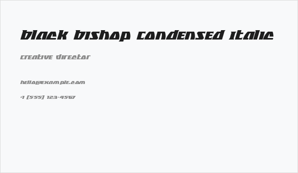 Black Bishop Condensed Italic Business Card