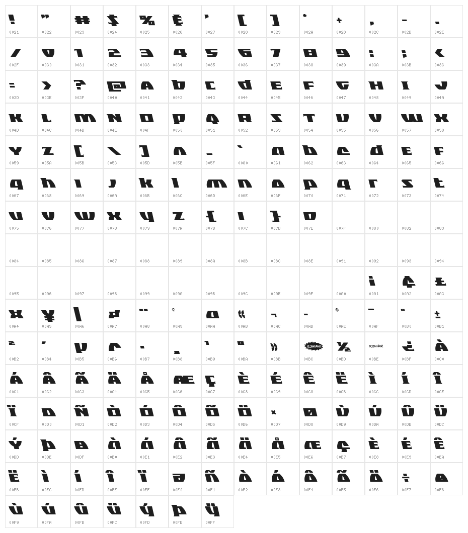 Black Bishop Leftalic Character Map