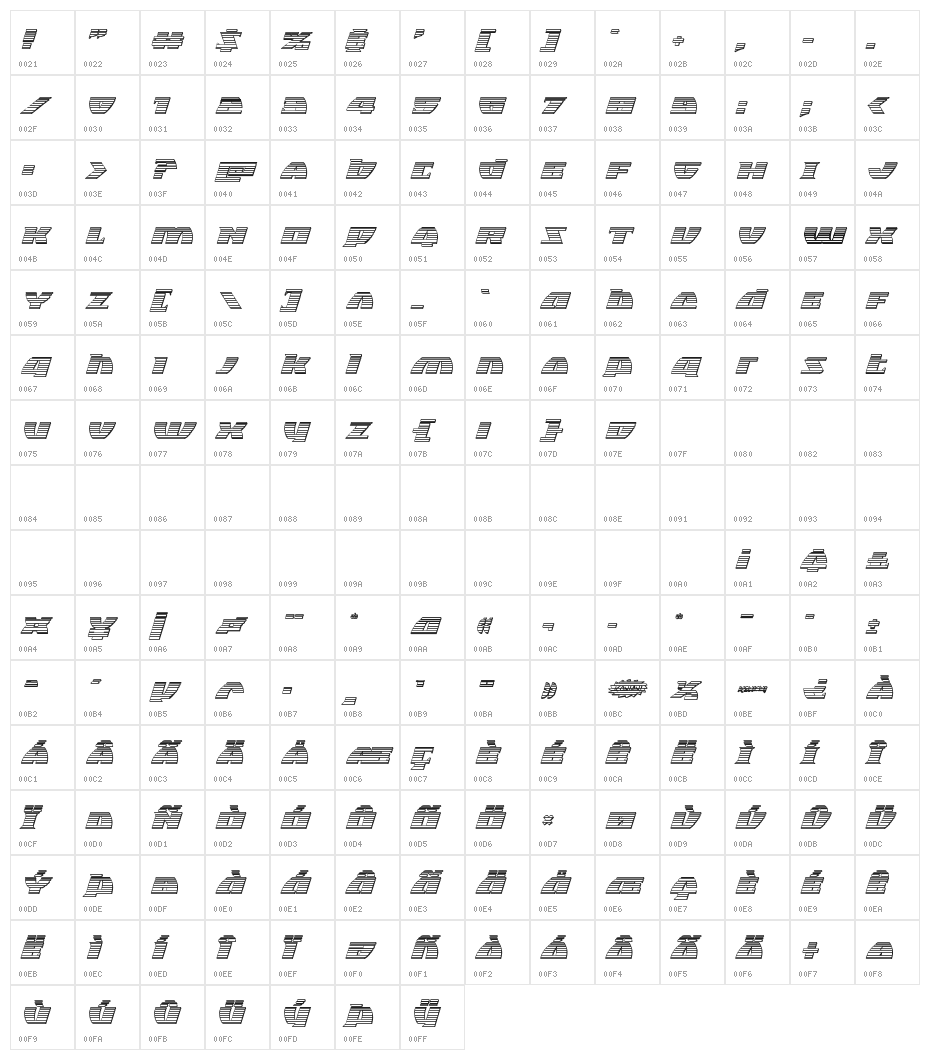 Black Bishop Platinum Italic Character Map