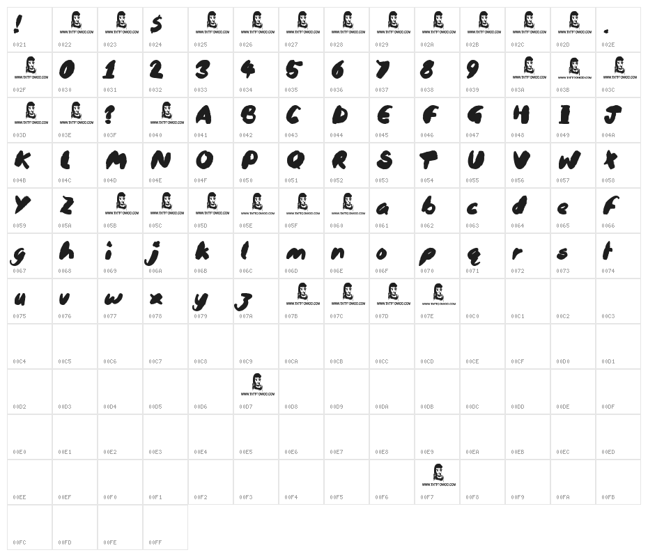 Black Brush Character Map