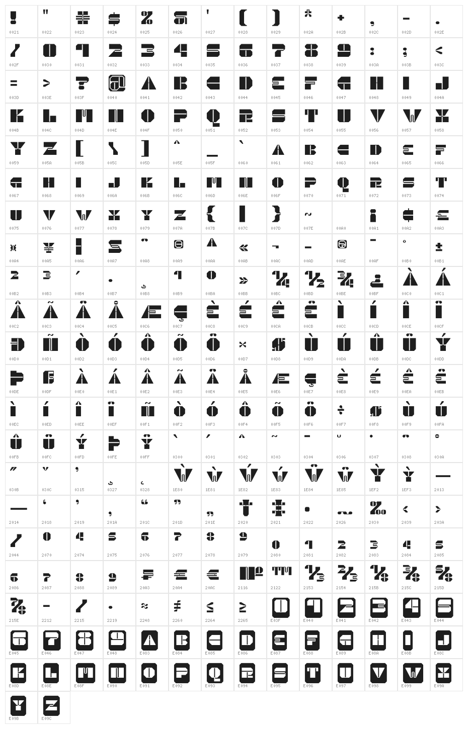 Black Circuit Demo Character Map
