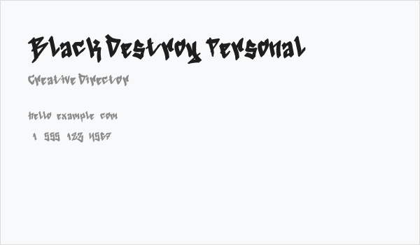 Black Destroy Personal Business Card