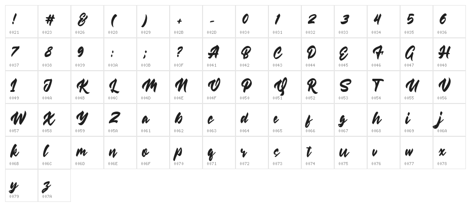 Black Diamond Character Map