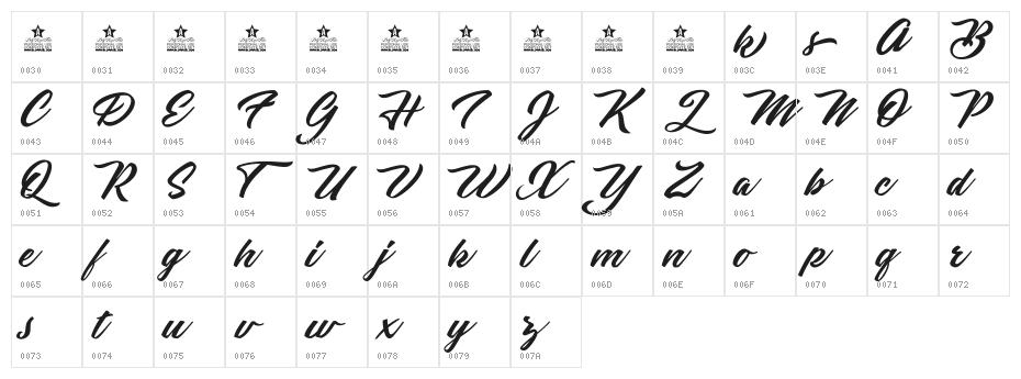 Black Diamonds Personal Use Character Map