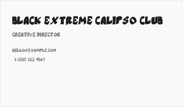 Black Extreme Calipso Club Business Card