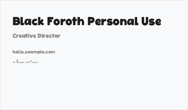 Black Foroth Personal Use Business Card