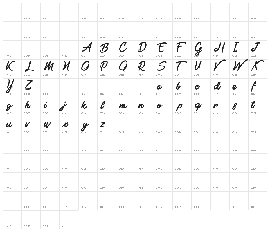 Black Freeday Character Map