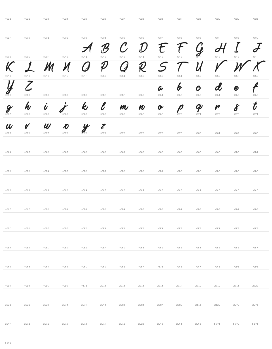 Black Freeday Character Map