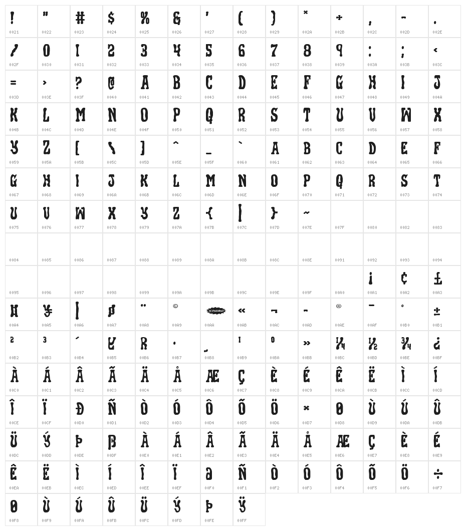 Black Gunk Expanded Character Map