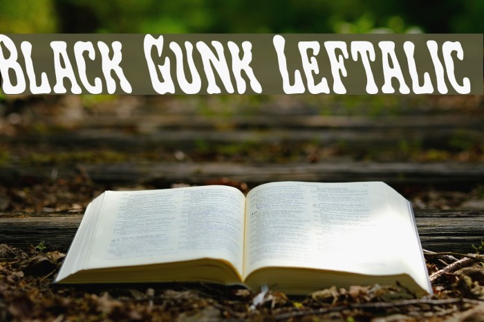 Black Gunk Leftalic Caratteri examples